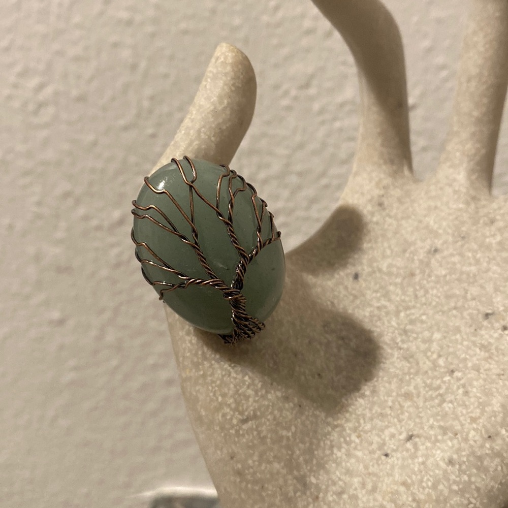 Jade tree of life statement ring